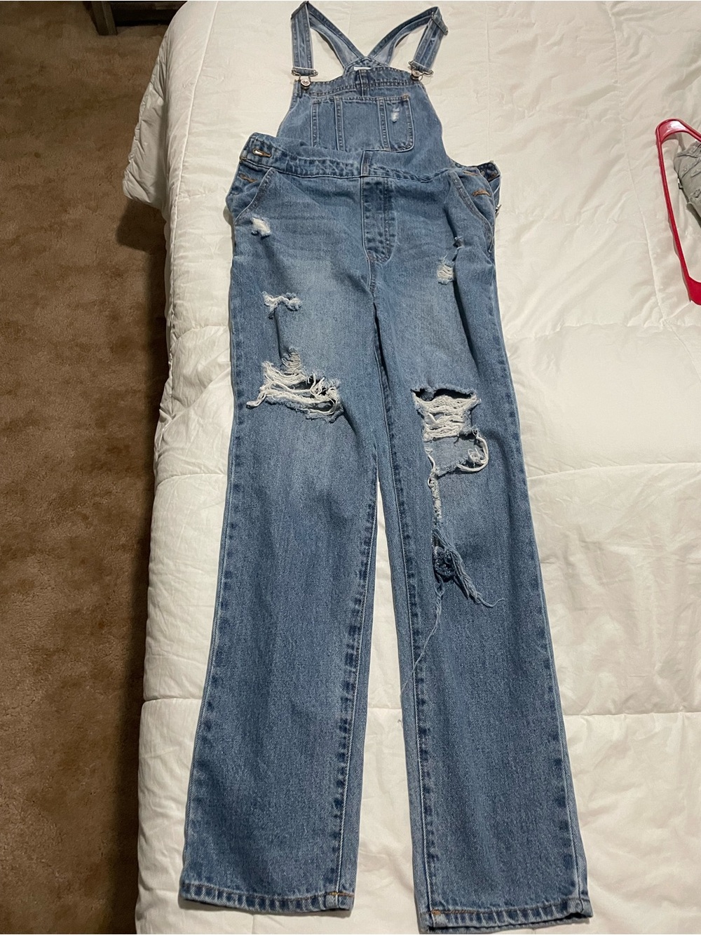 Like new women’s Wax Jean Collection Distressed Denim Overalls in Blue Size Smal
